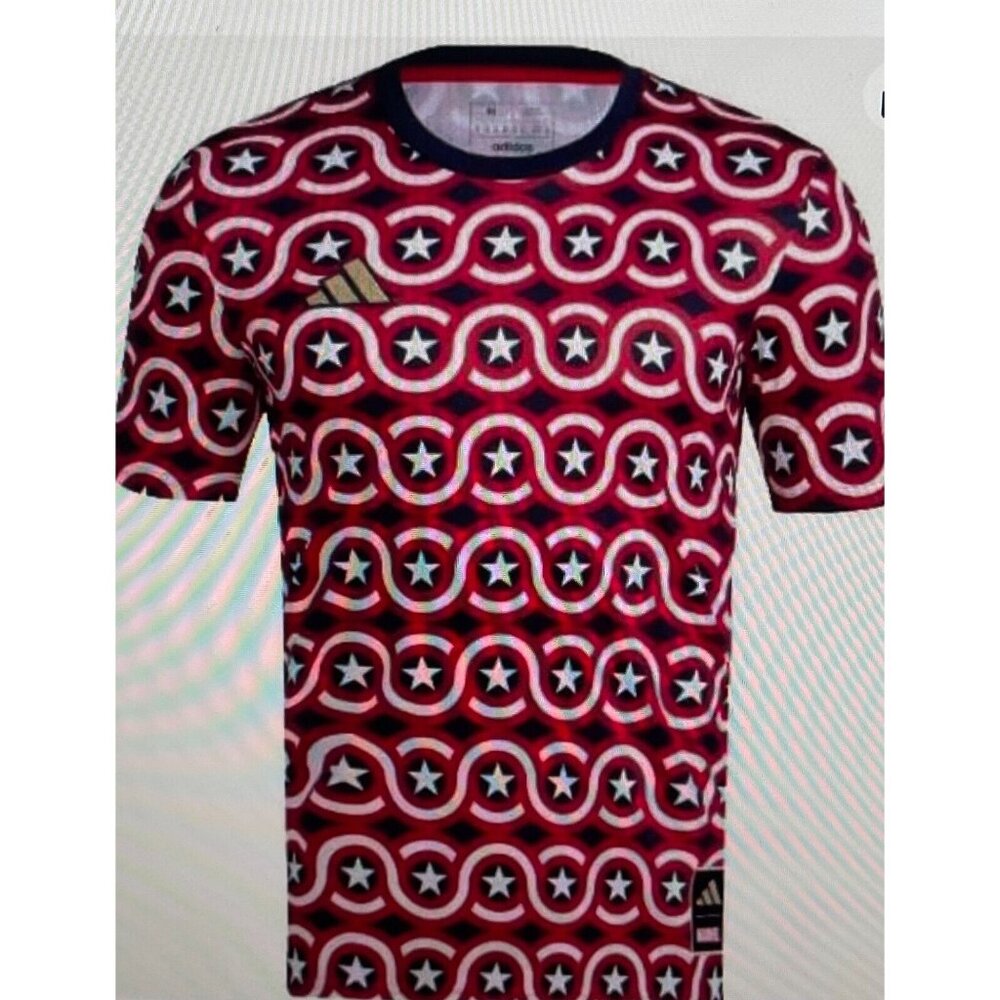 $70 ADIDAS x MARVEL CAPTAIN AMERICA AOP PRE-MATCH MLS SOCCER JERSEY M